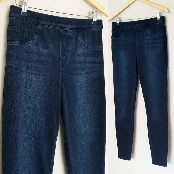 Spanx Jean-ish Ankle Leggings Jeans Pull On Dark Blue Twilight Rinse L Tall $98 - Picture 8 of 16